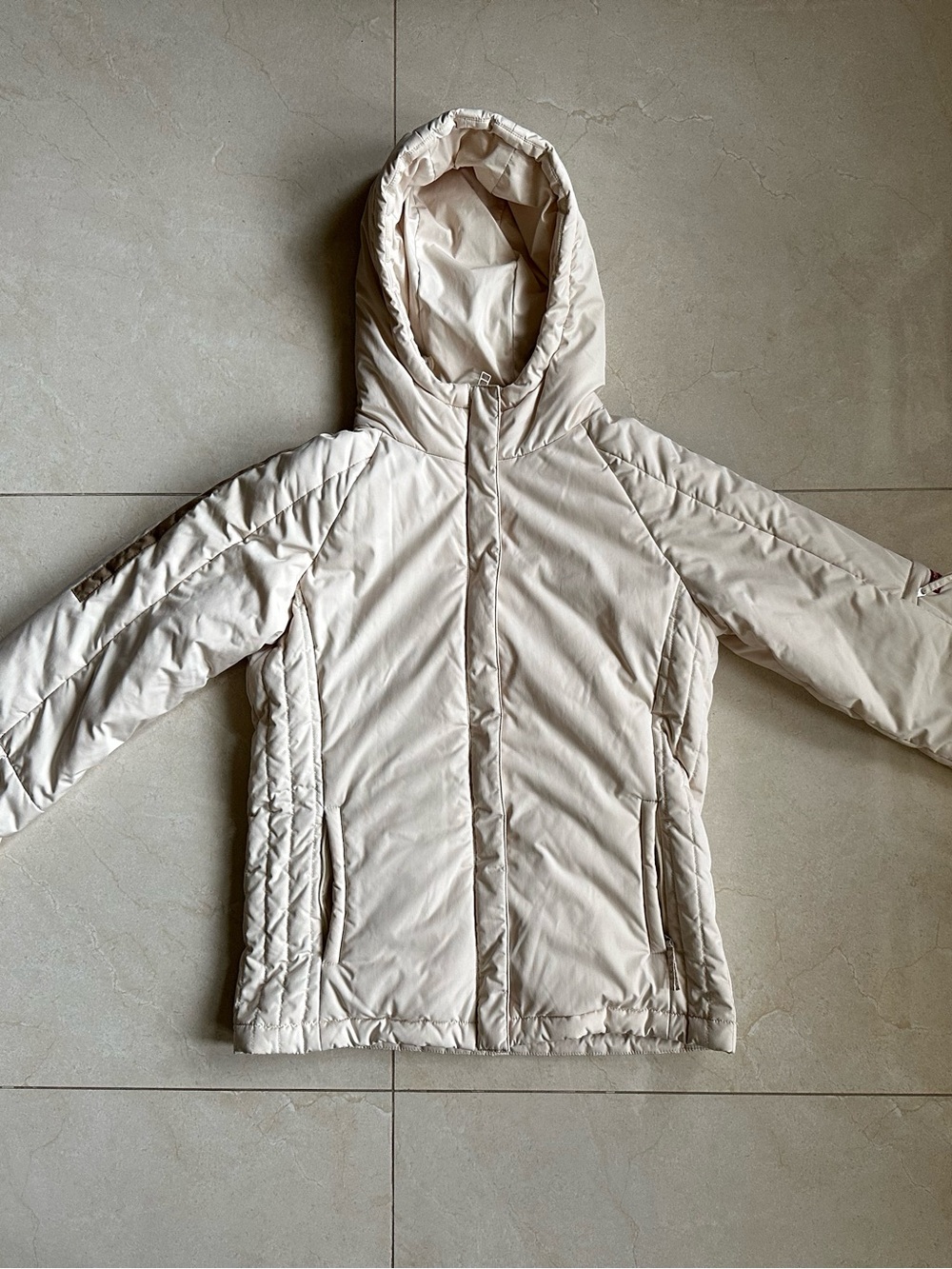Vtg Y2k Esprit Women’s Cream Hooded Puffer Jacket Size 6